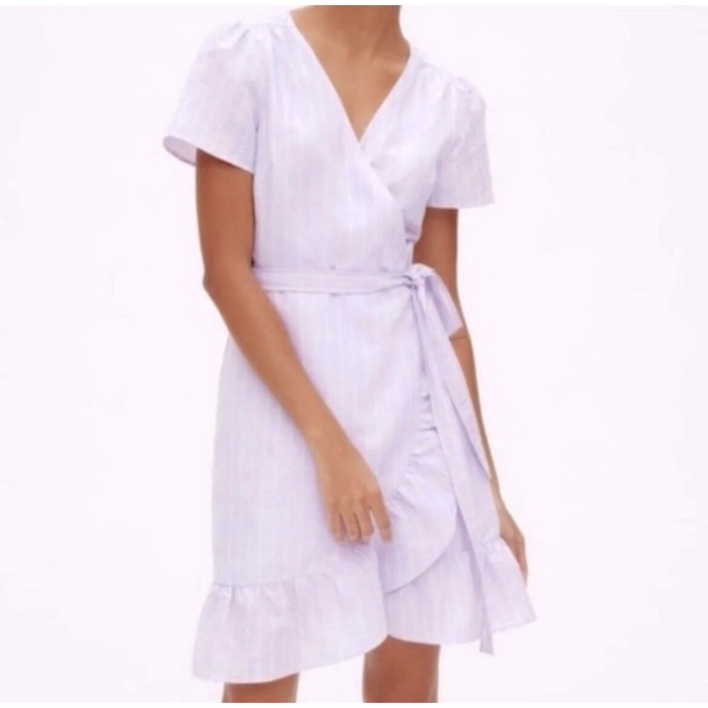 Gap Ruffle Wrap Dress in Linen (NWT)